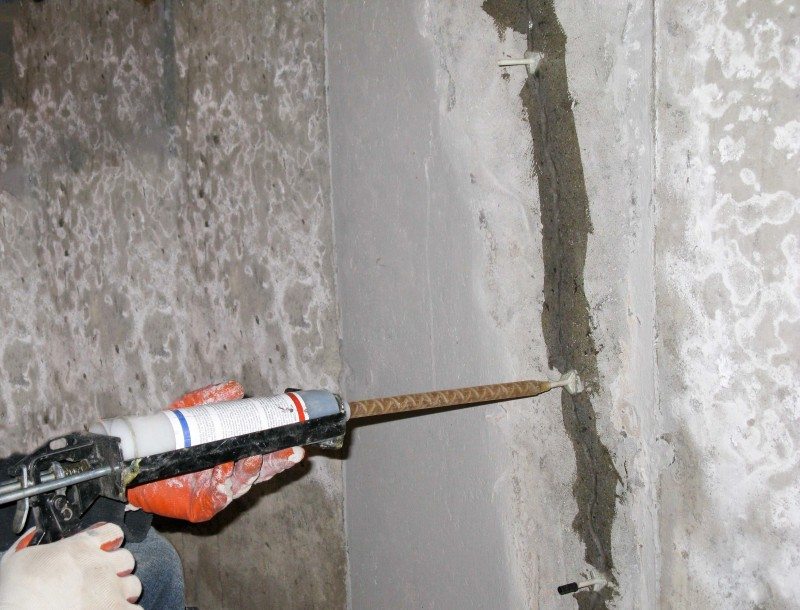 Crack injection resin for foundation walls.