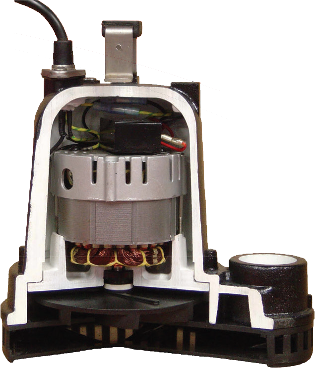 Inside view of Champion sump pump